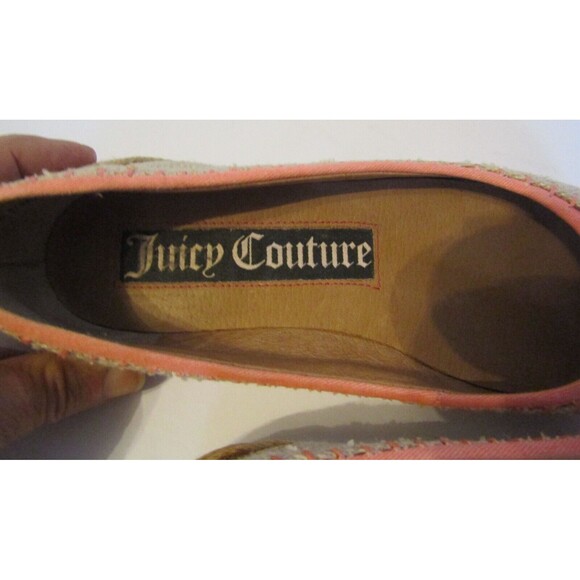Juicy Couture Rayna Ballet Flats Y2K Straw Twill Floral Embellished Womens 6.5 M - Picture 7 of 9